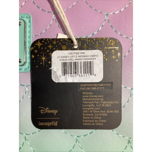 Loungefly Disney Little Mermaid Ombré Scales Shell Handle Crossbody Bag NEW - Picture 2 of 4